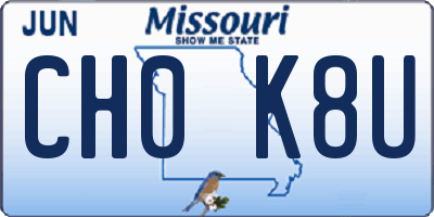 MO license plate CH0K8U