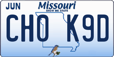 MO license plate CH0K9D