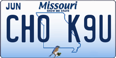 MO license plate CH0K9U