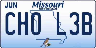 MO license plate CH0L3B