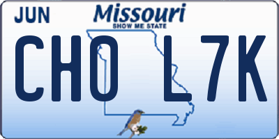 MO license plate CH0L7K