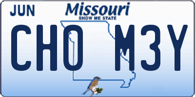 MO license plate CH0M3Y