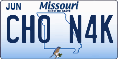 MO license plate CH0N4K