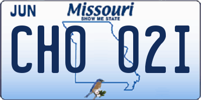 MO license plate CH0O2I