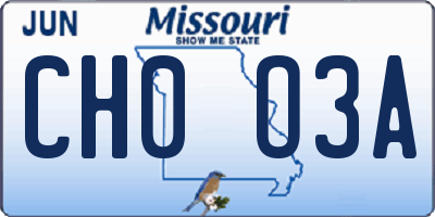 MO license plate CH0O3A