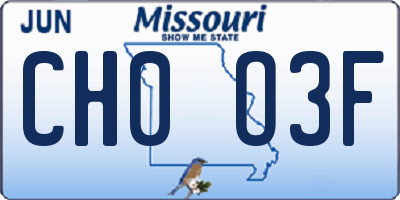 MO license plate CH0O3F
