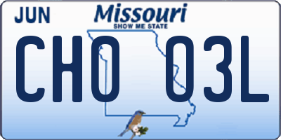 MO license plate CH0O3L