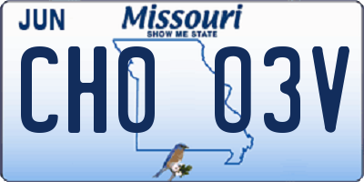 MO license plate CH0O3V