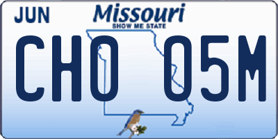 MO license plate CH0O5M