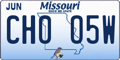 MO license plate CH0O5W