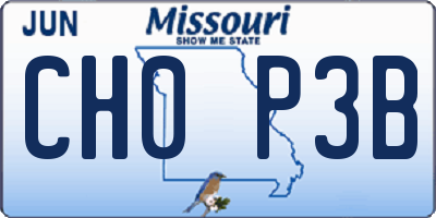 MO license plate CH0P3B