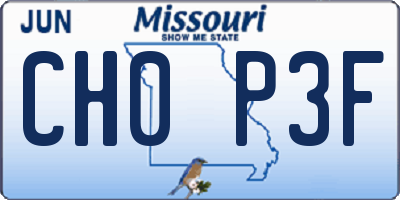 MO license plate CH0P3F