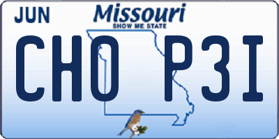 MO license plate CH0P3I
