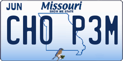 MO license plate CH0P3M