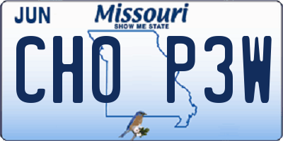 MO license plate CH0P3W