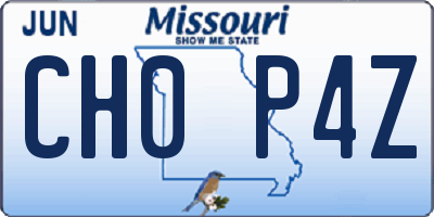 MO license plate CH0P4Z