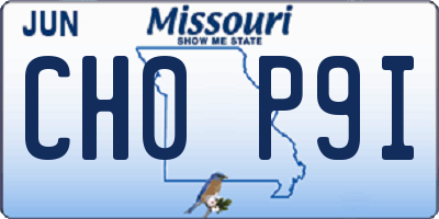 MO license plate CH0P9I