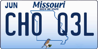 MO license plate CH0Q3L