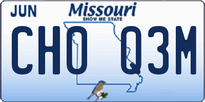 MO license plate CH0Q3M
