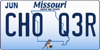 MO license plate CH0Q3R