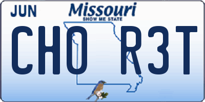 MO license plate CH0R3T
