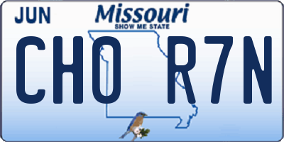 MO license plate CH0R7N