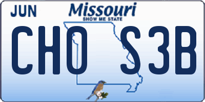 MO license plate CH0S3B