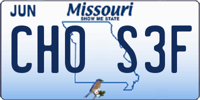 MO license plate CH0S3F