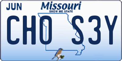 MO license plate CH0S3Y