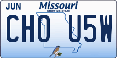 MO license plate CH0U5W