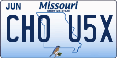 MO license plate CH0U5X