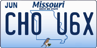 MO license plate CH0U6X