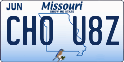 MO license plate CH0U8Z
