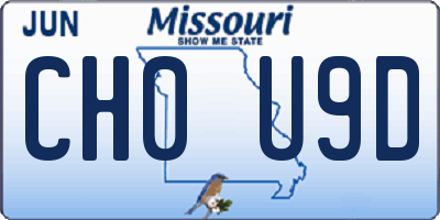 MO license plate CH0U9D