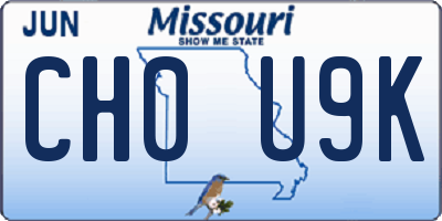 MO license plate CH0U9K