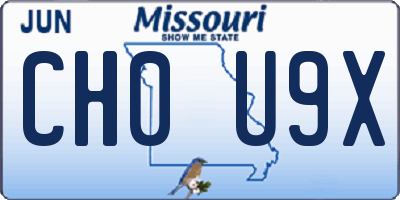 MO license plate CH0U9X