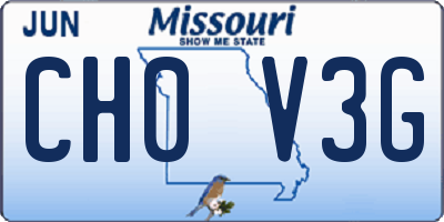 MO license plate CH0V3G