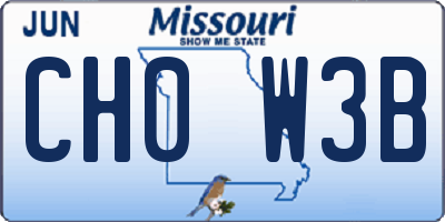 MO license plate CH0W3B