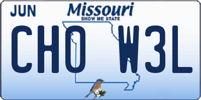 MO license plate CH0W3L