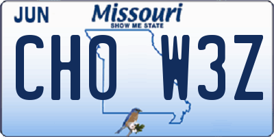 MO license plate CH0W3Z