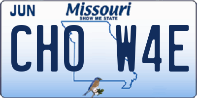 MO license plate CH0W4E