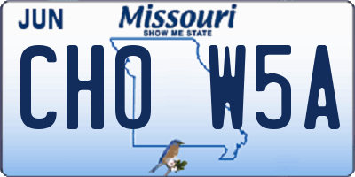 MO license plate CH0W5A