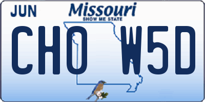 MO license plate CH0W5D