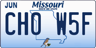 MO license plate CH0W5F