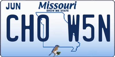 MO license plate CH0W5N