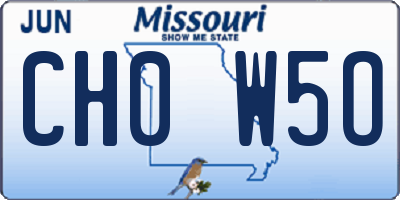 MO license plate CH0W5O