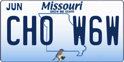 MO license plate CH0W6W