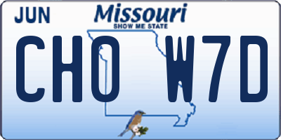 MO license plate CH0W7D