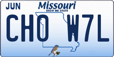 MO license plate CH0W7L