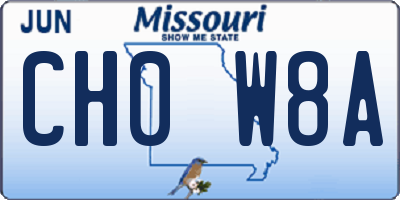 MO license plate CH0W8A